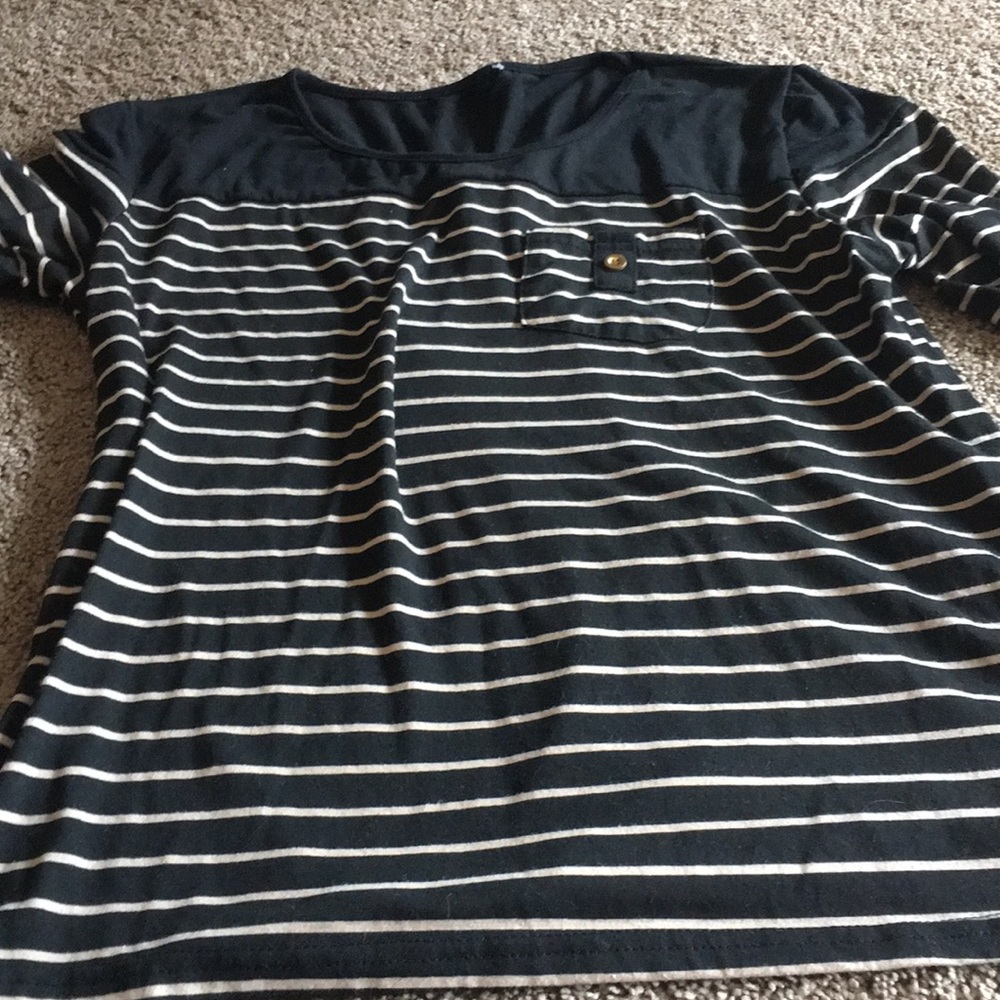 Black and Tan striped shirt, sz L